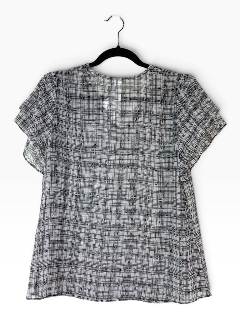 CABI SHEER PLAID BLOUSE