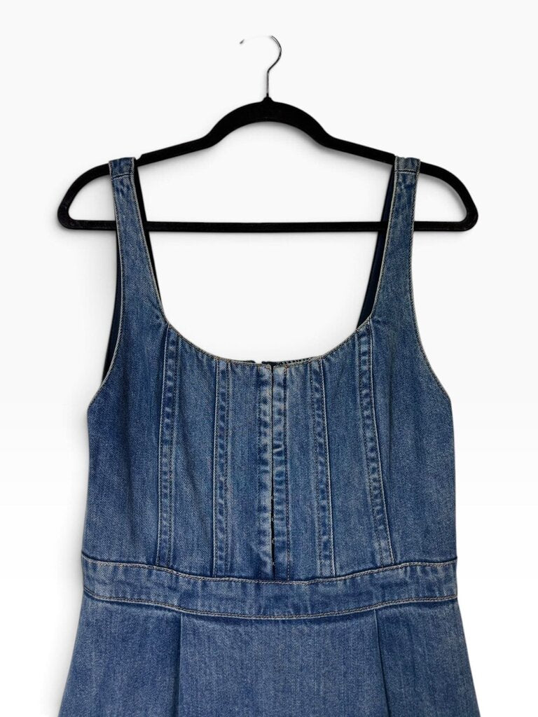 ALICE & OLIVIA DENIM TIERED MAXI DRESS