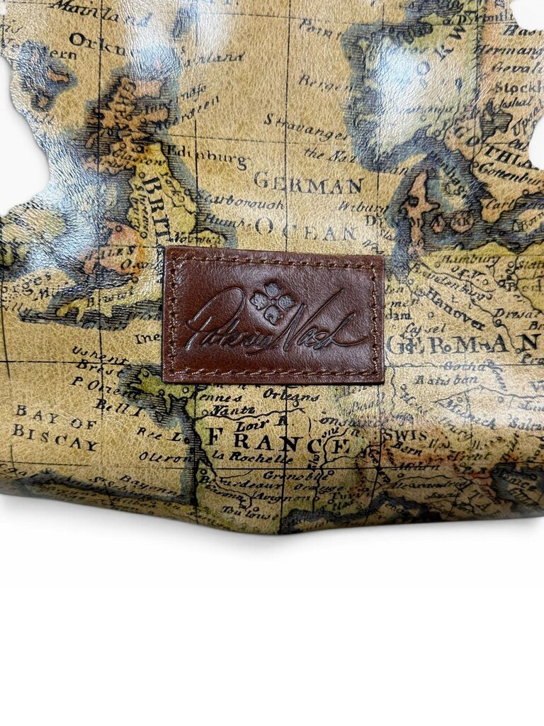 PATRICIA NASH WORLD MAP LEATHER TOTE BAG