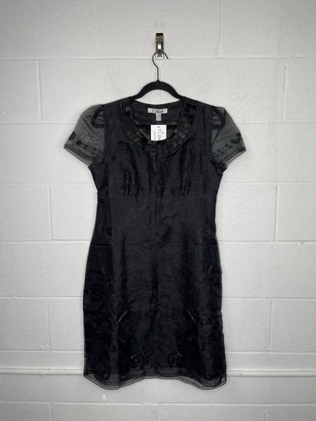 Chloe Beaded Silk Organza Sheath Dress