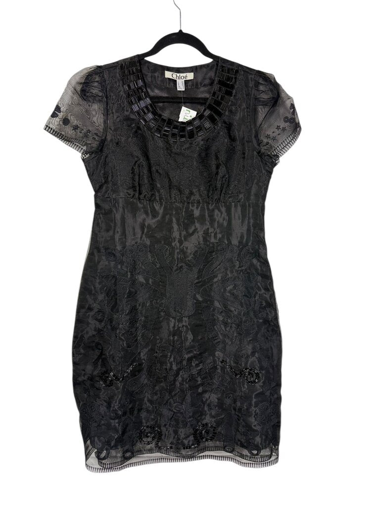CHLOE SILK BEADED EMBROIDERED DRESS