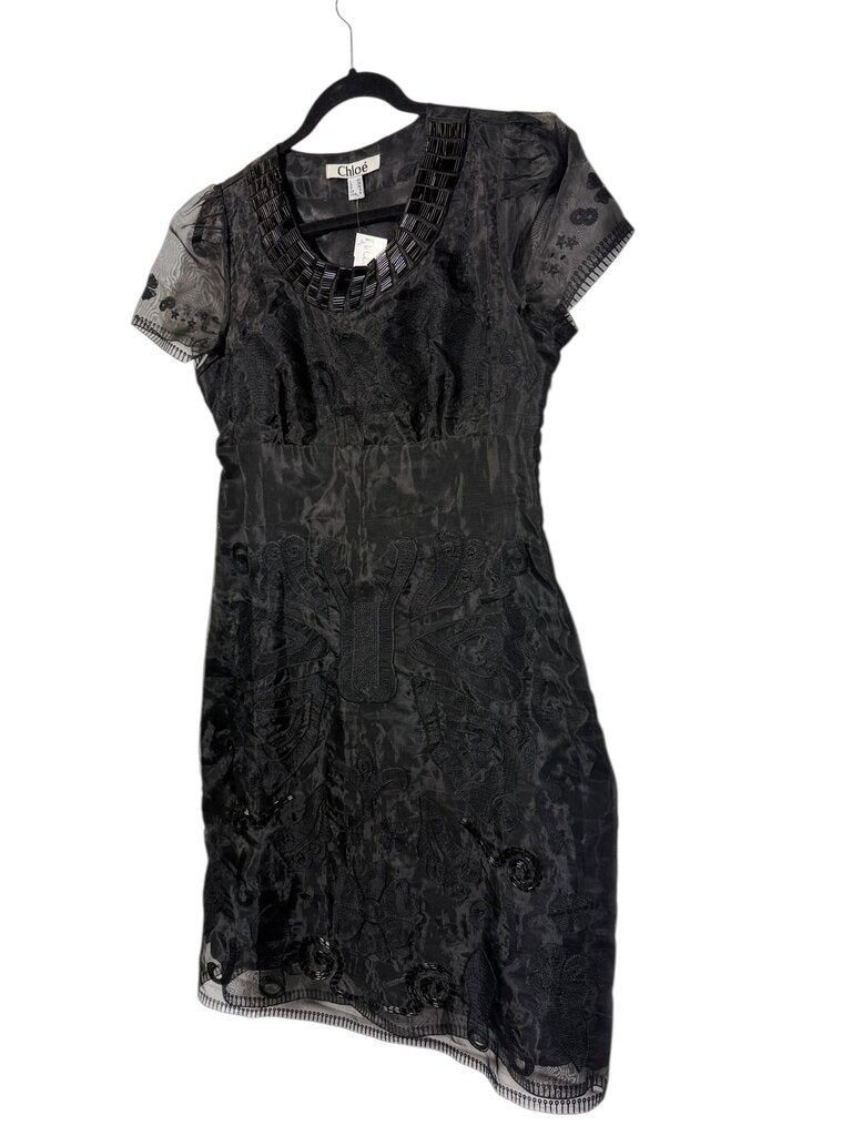 CHLOE SILK BEADED EMBROIDERED DRESS
