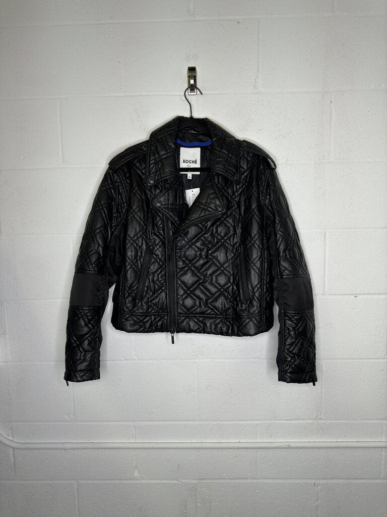 Koche Quilted Vegan/Nylon Moto Jacket