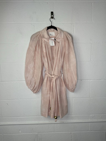 Lisa Marie Fernandez Linen Pouf Sleeve Dress with Tie Belt