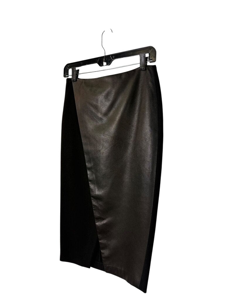 ALICE + OLIVIA LEATHER FLAP SKIRT