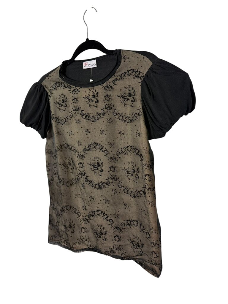 RED VALENTINO FLORAL LACE BLOUSE