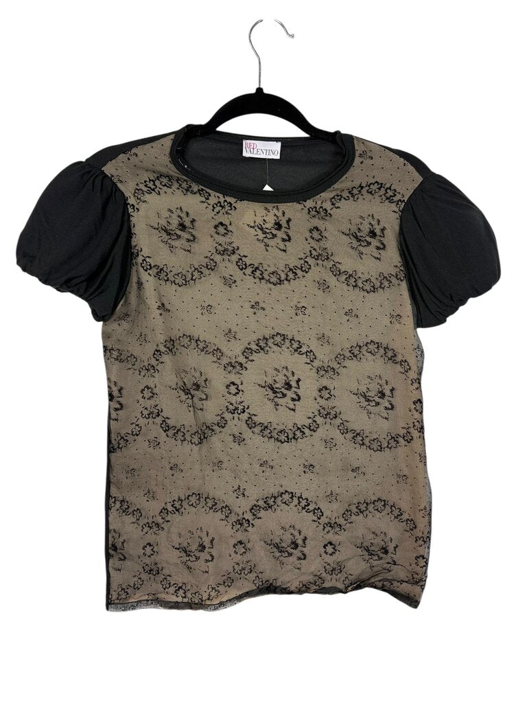 RED VALENTINO FLORAL LACE BLOUSE