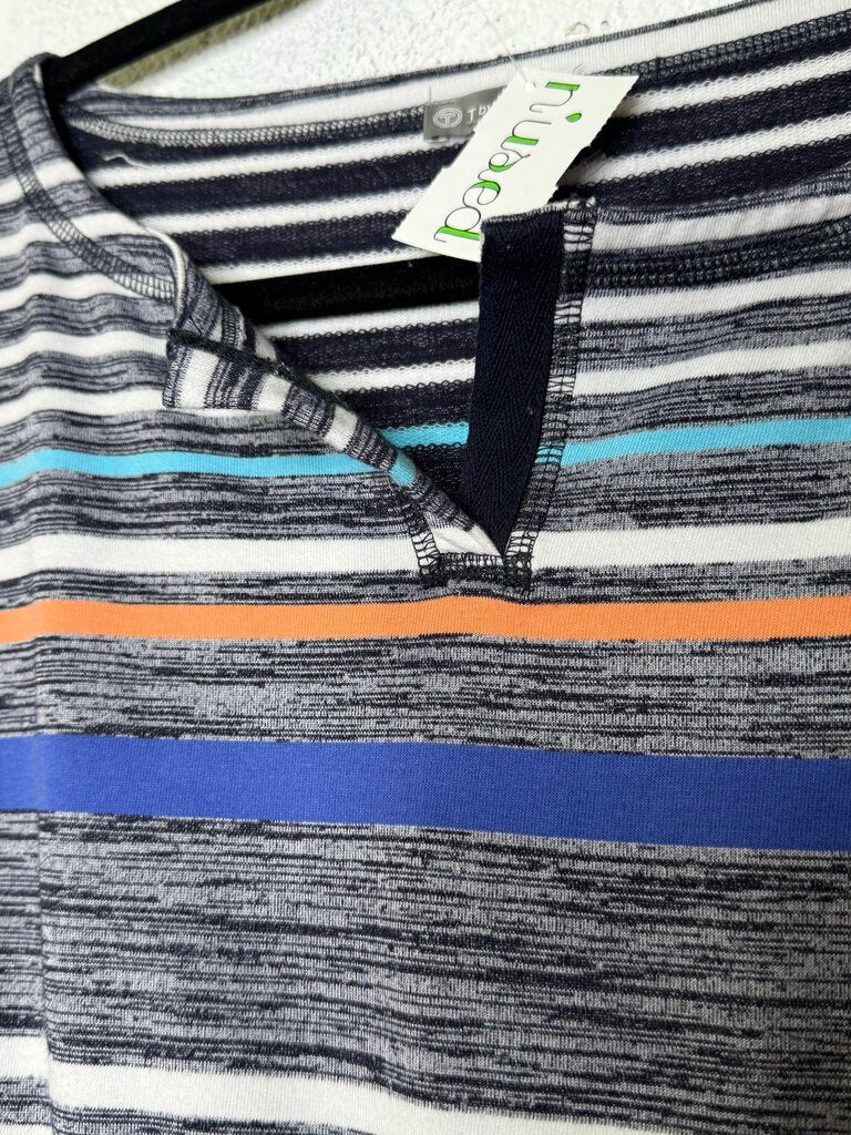 TALBOTS STRIPED CINCH WAIST DRESS