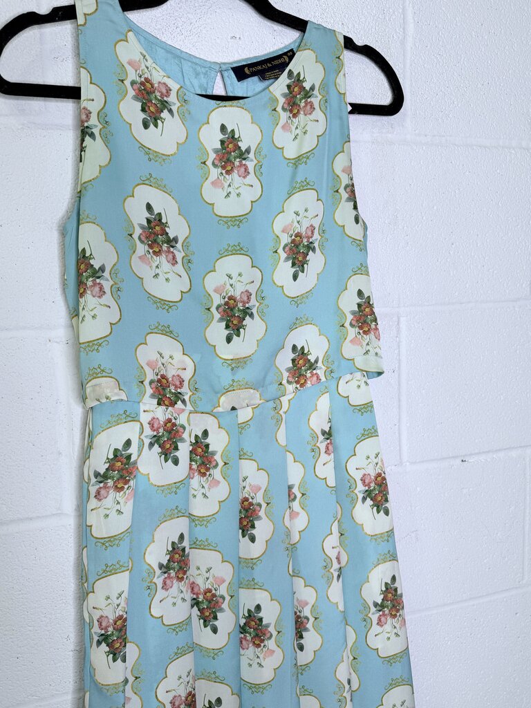 PANKAJ & NIDHI FLORAL PLEAT DRESS