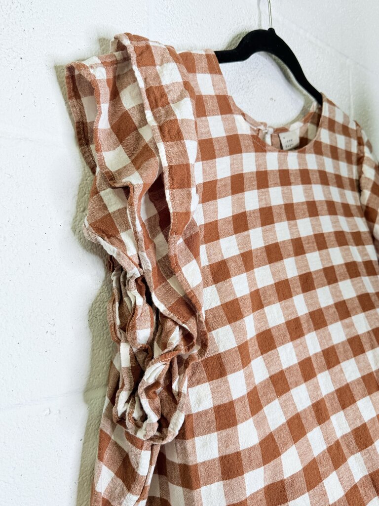 A NEW DAY RUFFLE CAP CHECK TOP