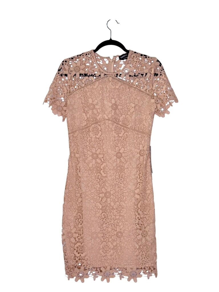 BEBE CROCHET OVERLAY DRESS