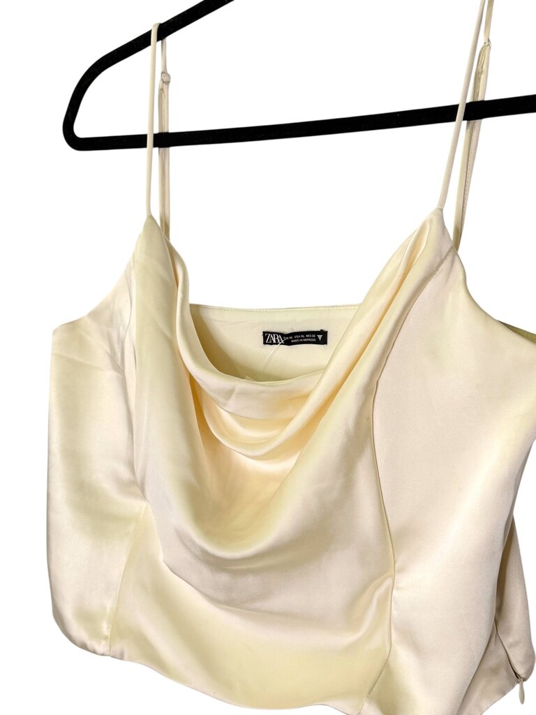 ZARA SPAGHETTI STRAP DRAPE NECK CROP TOP