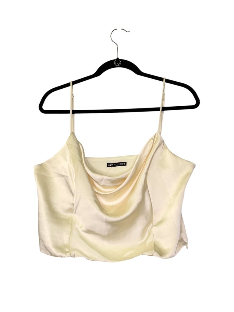 ZARA SPAGHETTI STRAP DRAPE NECK CROP TOP