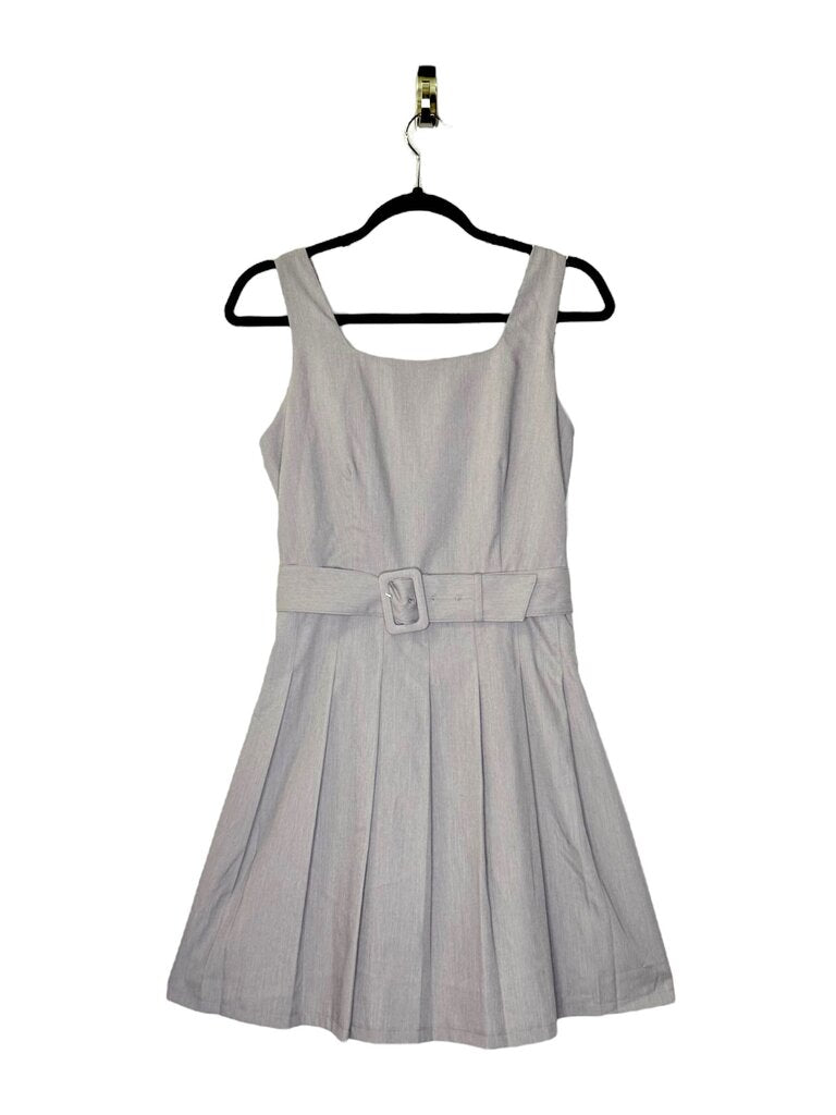 FINT PLEAT SKIRT BELTED FIT AND FLARE DRESS