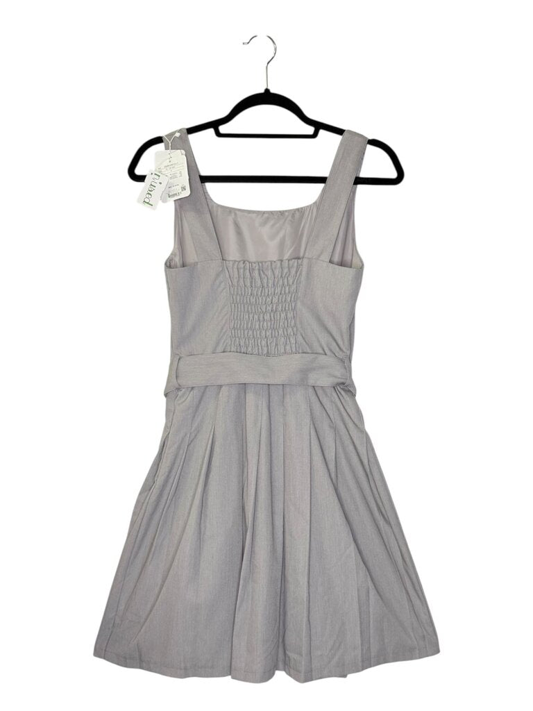 FINT PLEAT SKIRT BELTED FIT AND FLARE DRESS