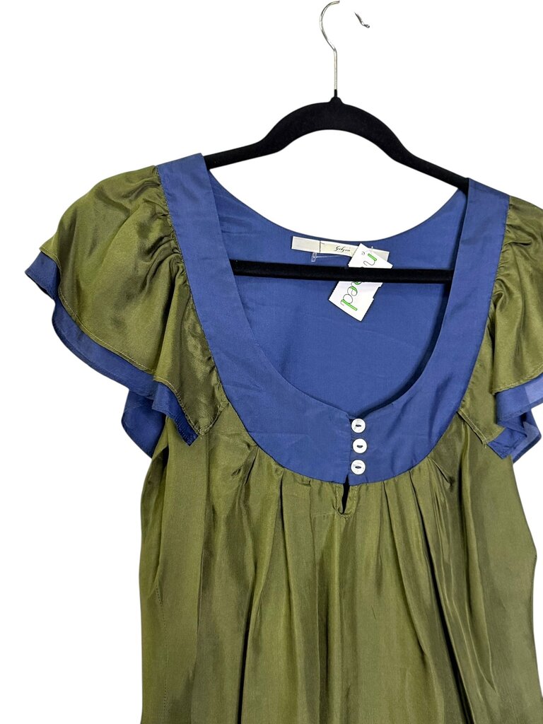 GIBSON SILK BABYDOLL BUTTON COLLAR DRESS