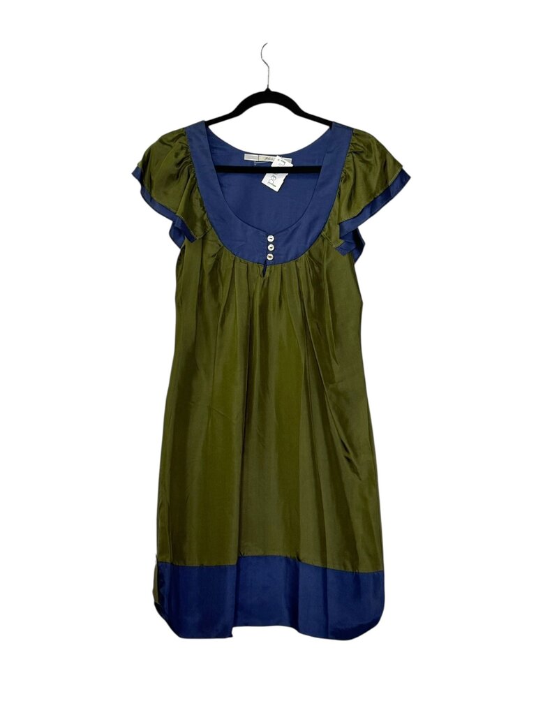GIBSON SILK BABYDOLL BUTTON COLLAR DRESS