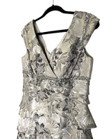 ALEX EVENINGS FLORAL BEADED COCKTAIL DRESS