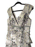 ALEX EVENINGS FLORAL BEADED COCKTAIL DRESS