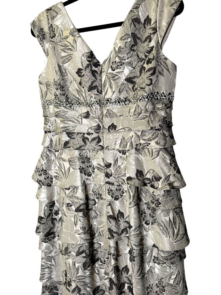 ALEX EVENINGS FLORAL BEADED COCKTAIL DRESS