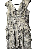 ALEX EVENINGS FLORAL BEADED COCKTAIL DRESS