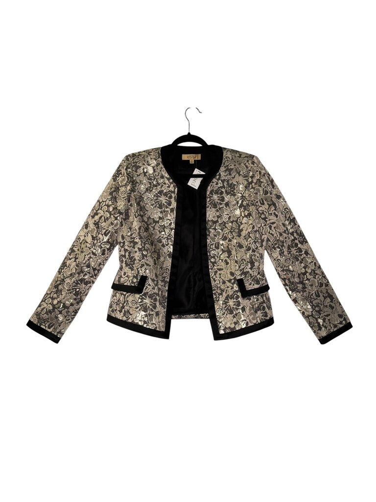KASPER METALLIC FLORAL BUTTONLESS JACKET