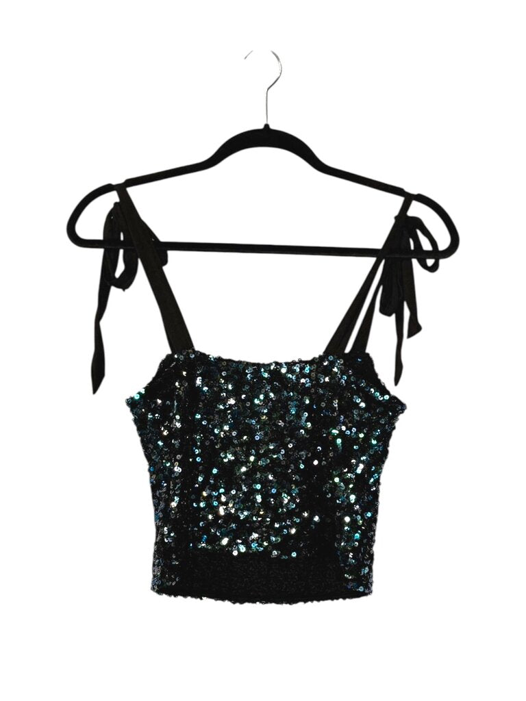 INTIMATELY FREE PEOPLE SEQUIN RIBBON STRAP CROP TOP