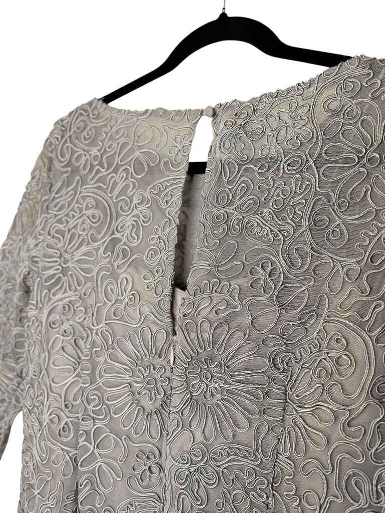 AIDAN MATTOX EMBROIDERY OVERLAY SHEATH DRESS