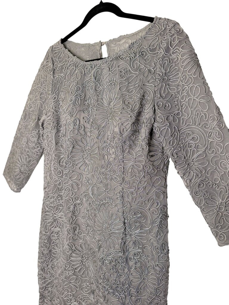 AIDAN MATTOX EMBROIDERY OVERLAY SHEATH DRESS