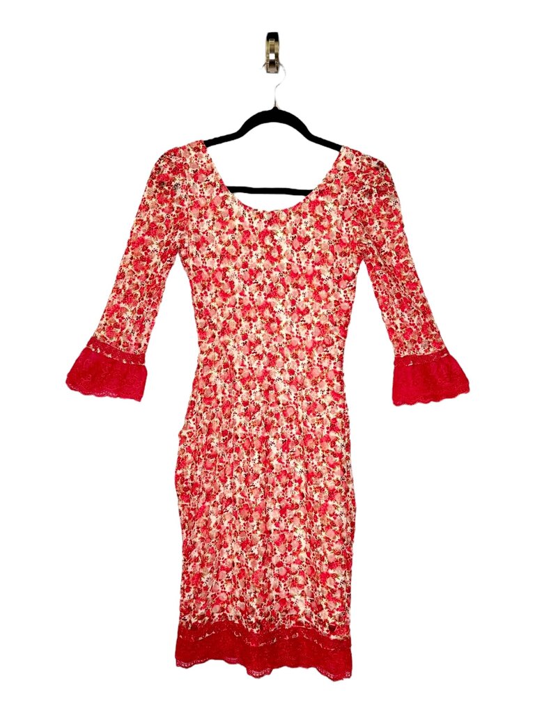 REISS LACEY ASYMMETRIC V NECK CINCH SIDE FLORAL DRESS