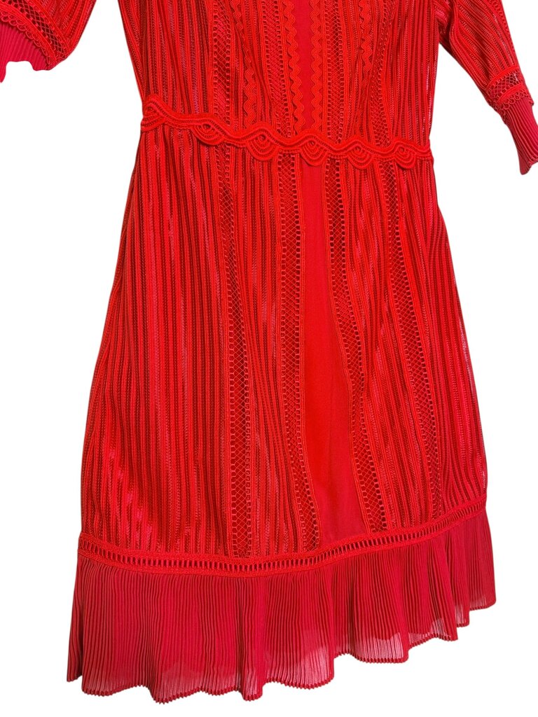 REISS RIBBED TEXTURED PLEATED TRIM DRESS