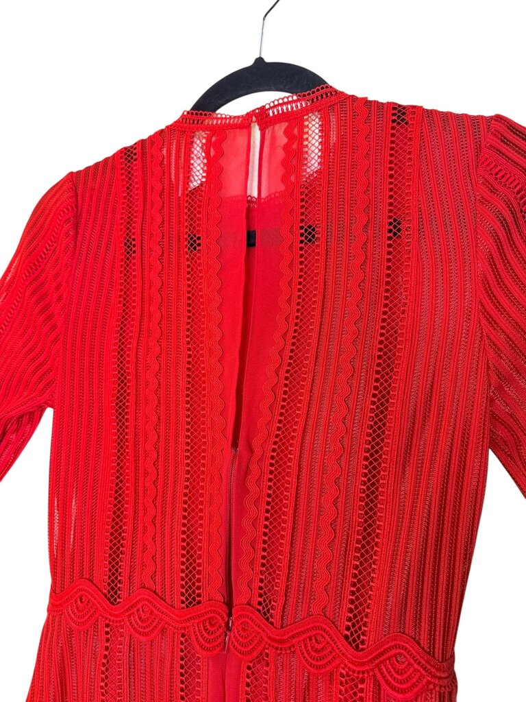 REISS RIBBED TEXTURED PLEATED TRIM DRESS