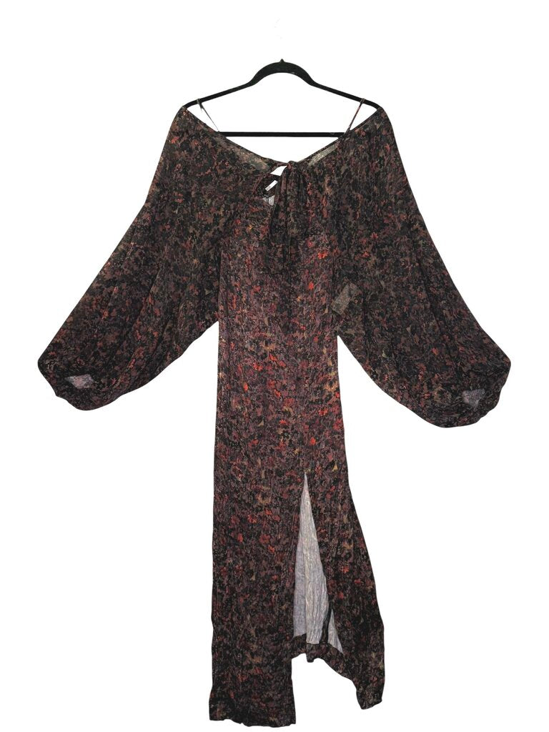 FREE PEOPLE 2 PIECE PRINT MAXI DRESS WITH SHAWL