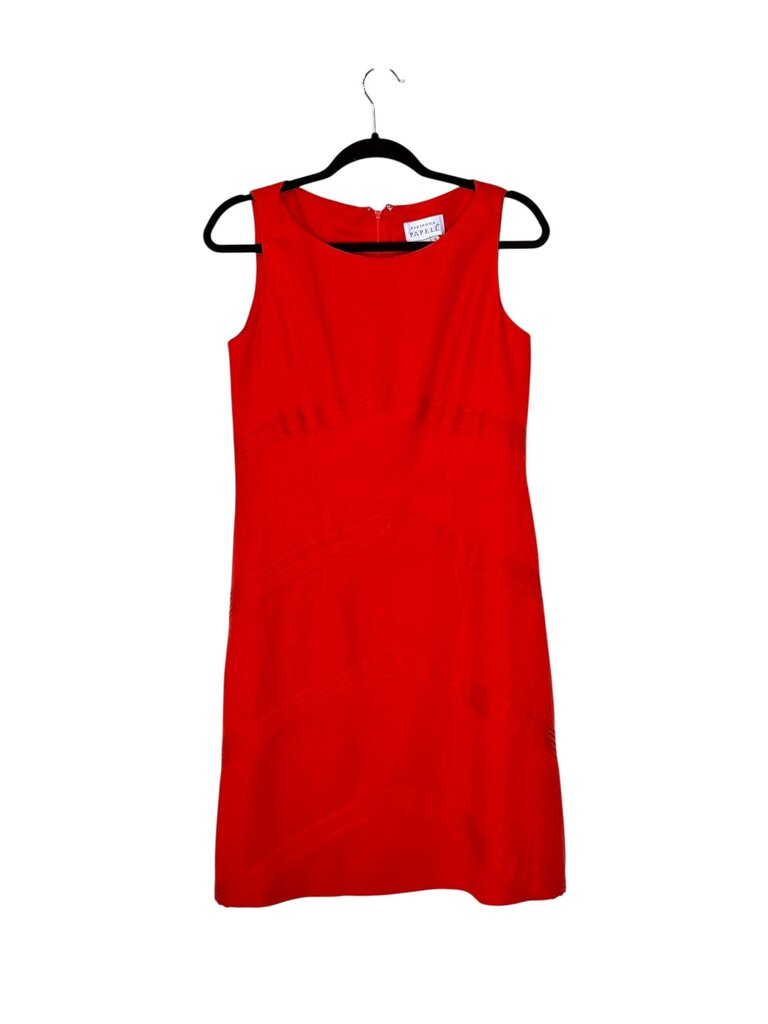 ADRIANNA PAPELL PLEAT DETAIL LINEN DRESS