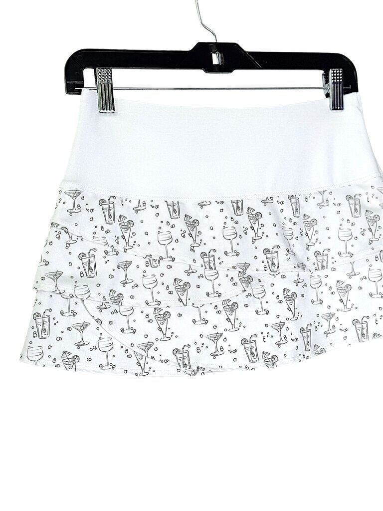 LUCKY IN LOVE LAYERED DRINKS PRINT MINI SKORT