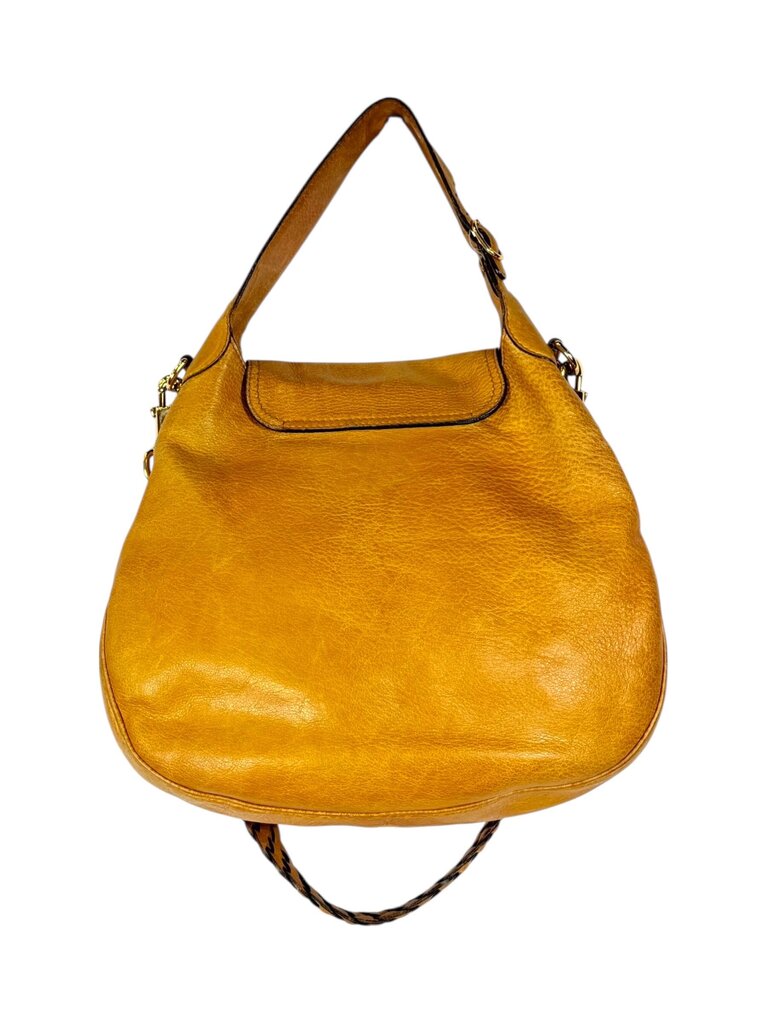 GUCCI LEATHER BRAIDED STRAP HOBO HANDBAG