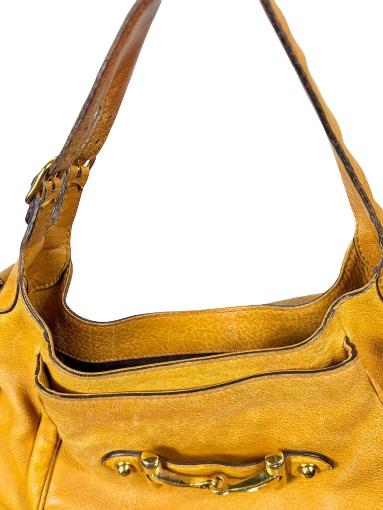 GUCCI LEATHER BRAIDED STRAP HOBO HANDBAG