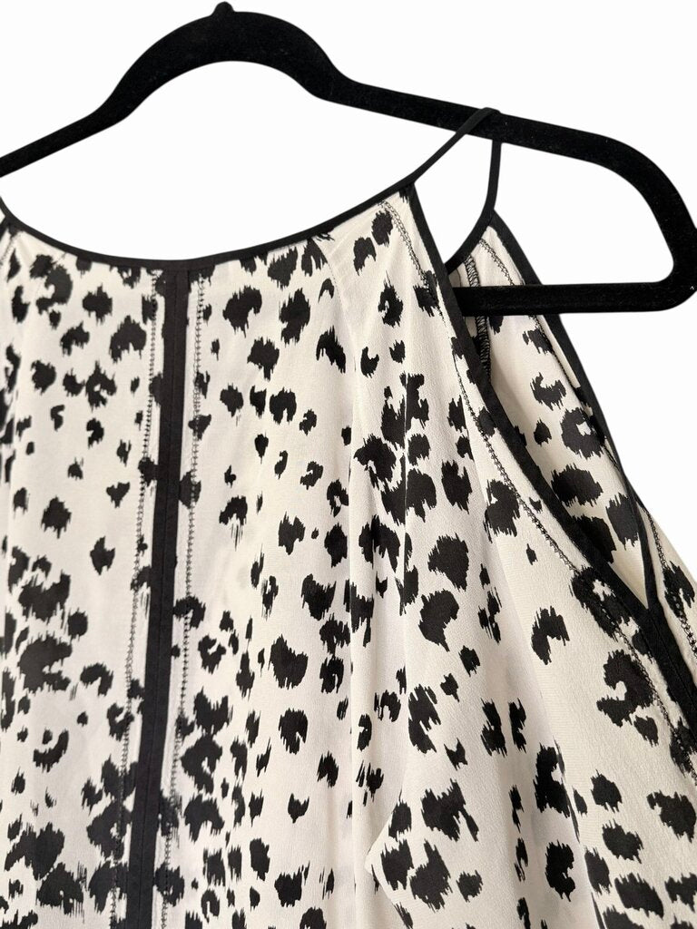 TRINA TURK COLD SHOULDER ANIMAL PRINT BLOUSE