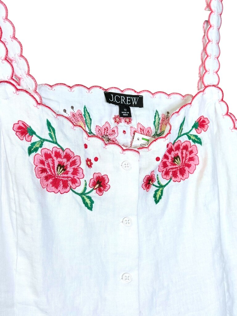 J. CREW FULL BUTTON FLORAL EMBROIDERED TOP