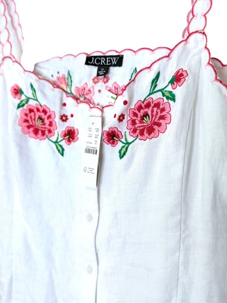 J. CREW FULL BUTTON FLORAL EMBROIDERED TOP