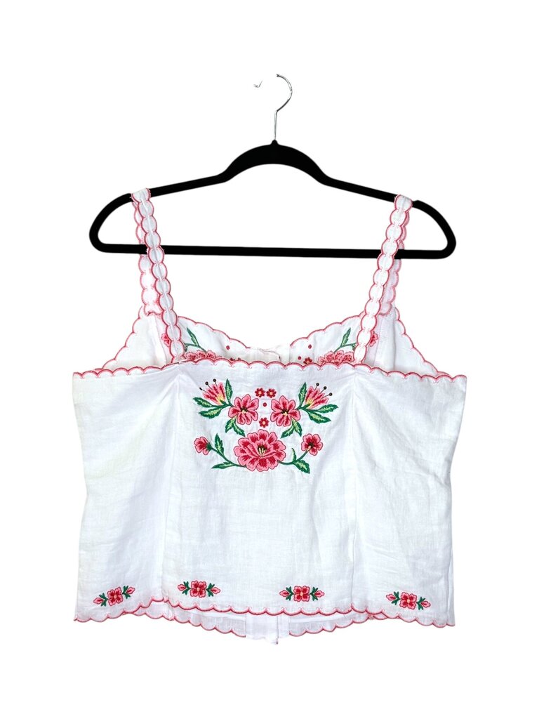 J. CREW FULL BUTTON FLORAL EMBROIDERED TOP