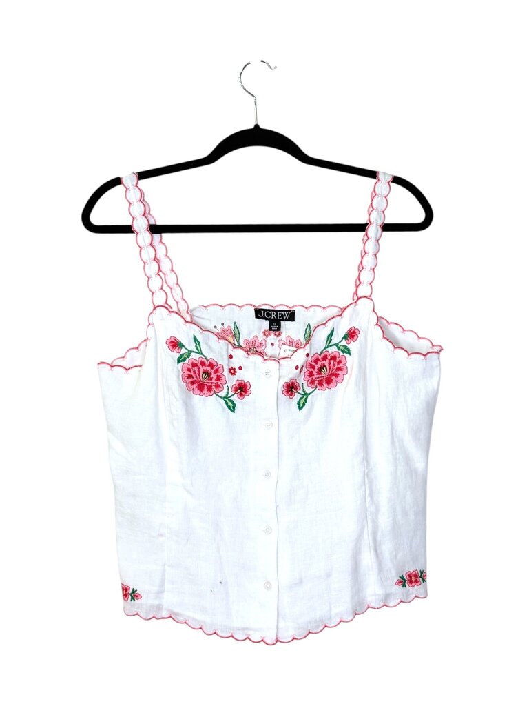 J. CREW FULL BUTTON FLORAL EMBROIDERED TOP