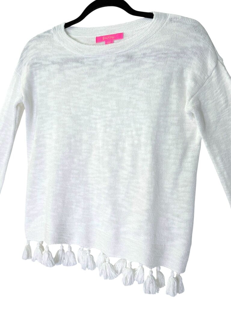 LILLY PULITZER TASSLE HEM COTTON SWEATER