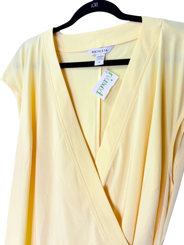 ATHLETA TONE ON TONE STRIPE WRAP DRESS