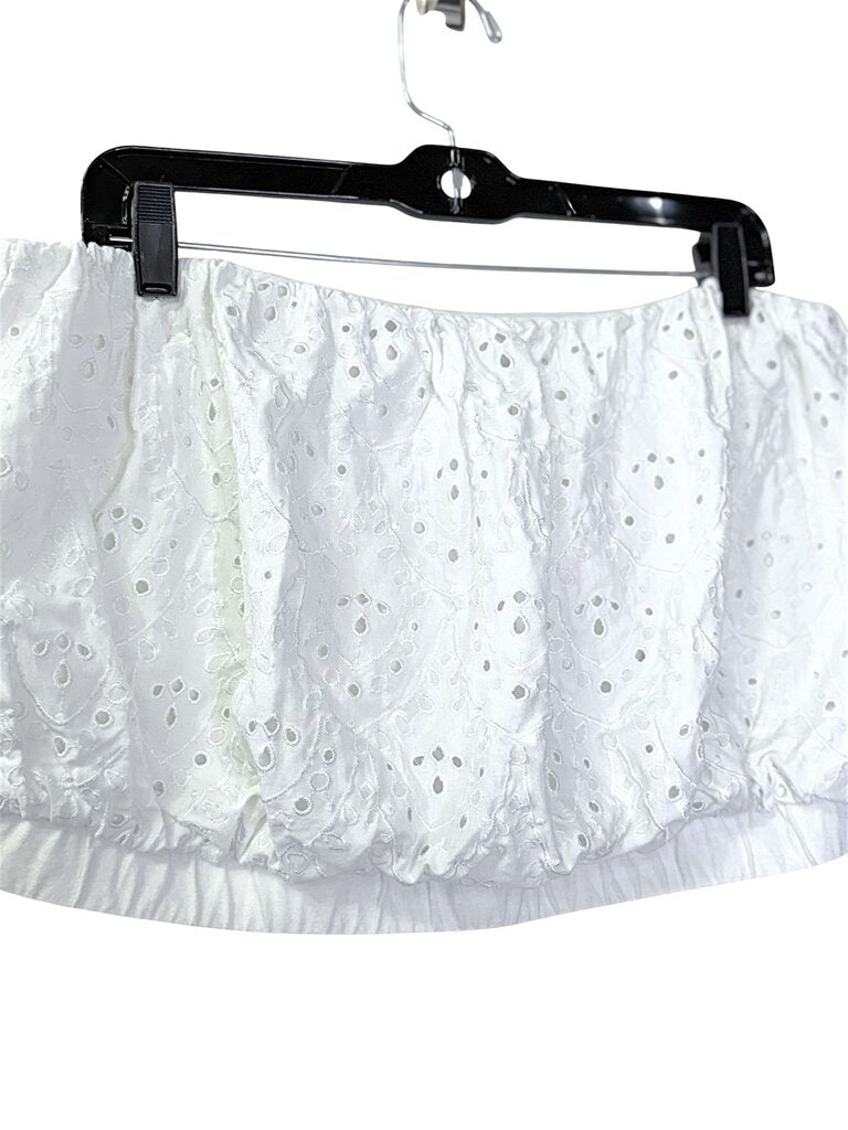EXPRESS STRAPLESS EYELET CROP TOP