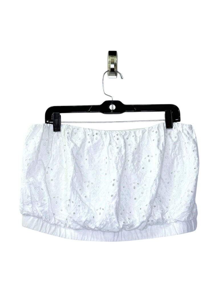 EXPRESS STRAPLESS EYELET CROP TOP