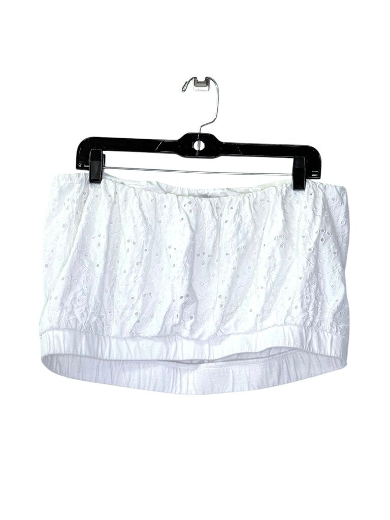 EXPRESS STRAPLESS EYELET CROP TOP