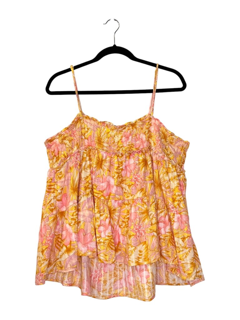 AMERICAN EAGLE FLORAL SMOCKED TIERED TOP