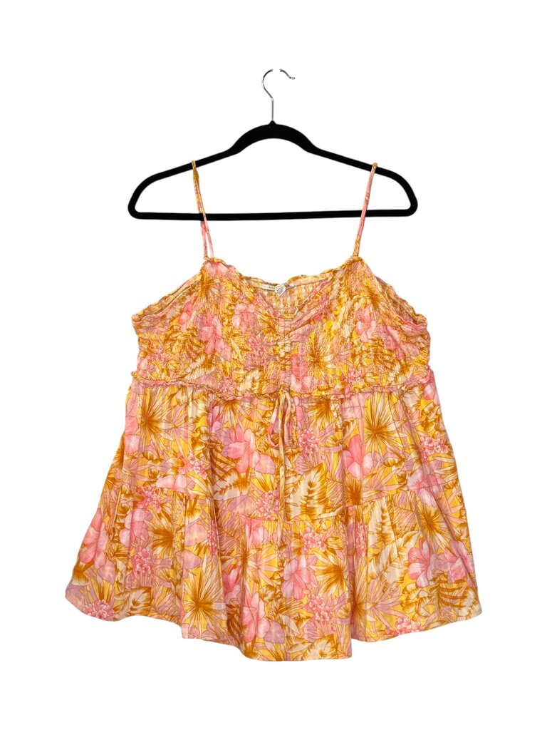 AMERICAN EAGLE FLORAL SMOCKED TIERED TOP