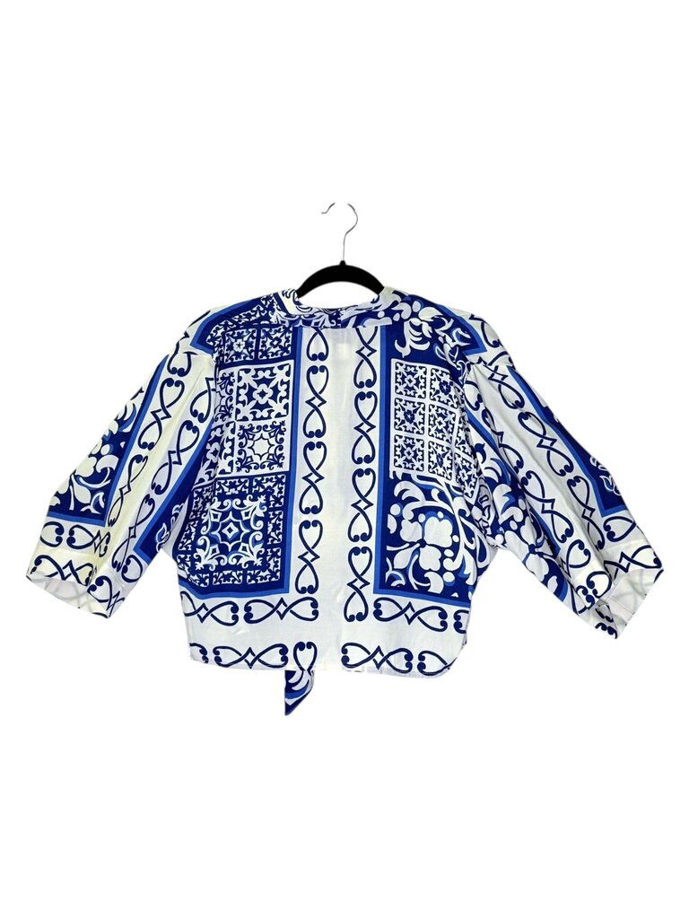 FIFTEEN TWENTY PRINT TIE FRONT BLOUSE
